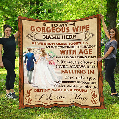 Alternative view of Personalized To My Gorgeous Wife Destiny Made Us Couple Fleece Blanket - Mink Sherpa Blanket - Woven Blanket