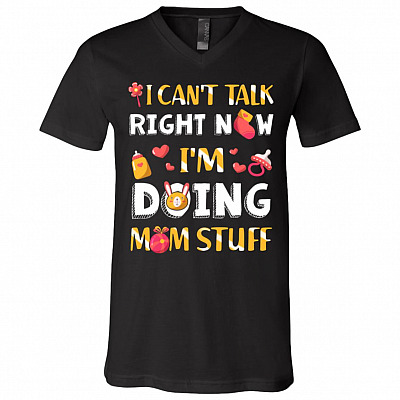 I Can't Talk Right Now, Black, V-Neck T-Shirt