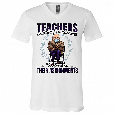 Teachers Waiting For Students, White, V-Neck T-Shirt