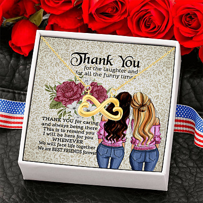 Happy Galentine's Day 2021 We Are Best Friends Forever Thank You Gift Infinity Heart Pendant Necklace
