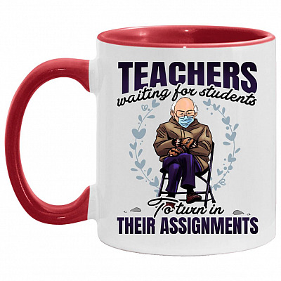 Teachers Waiting For Students To Turn, White/Red, 11 oz. Accent Mug