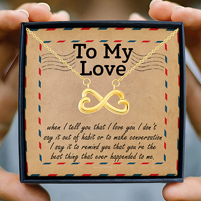 Alternative view of Love Letter To My Love When I Tell You I Love You To My Wife Girlfriend Infinity Heart Pendant Necklace
