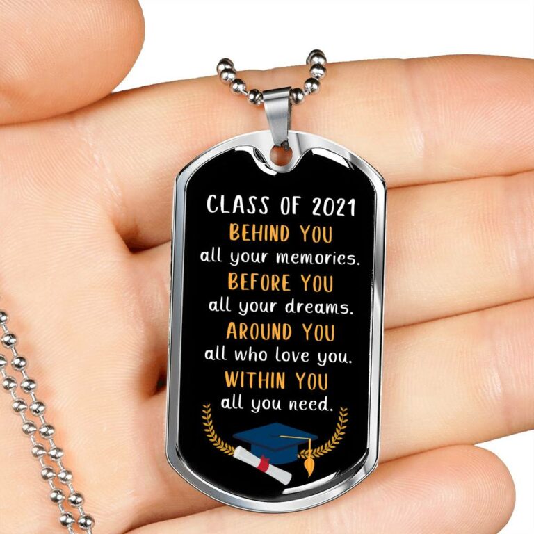 Graduation Class Of 2021 Senior Behind You All Your Memories Dog Tag Pendant Necklace - College Graduation Gift - Dog Tag (Silver)