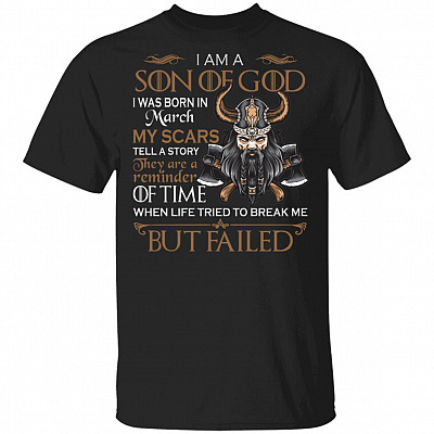 Born in March T-Shirt, Black, Unisex T-Shirt