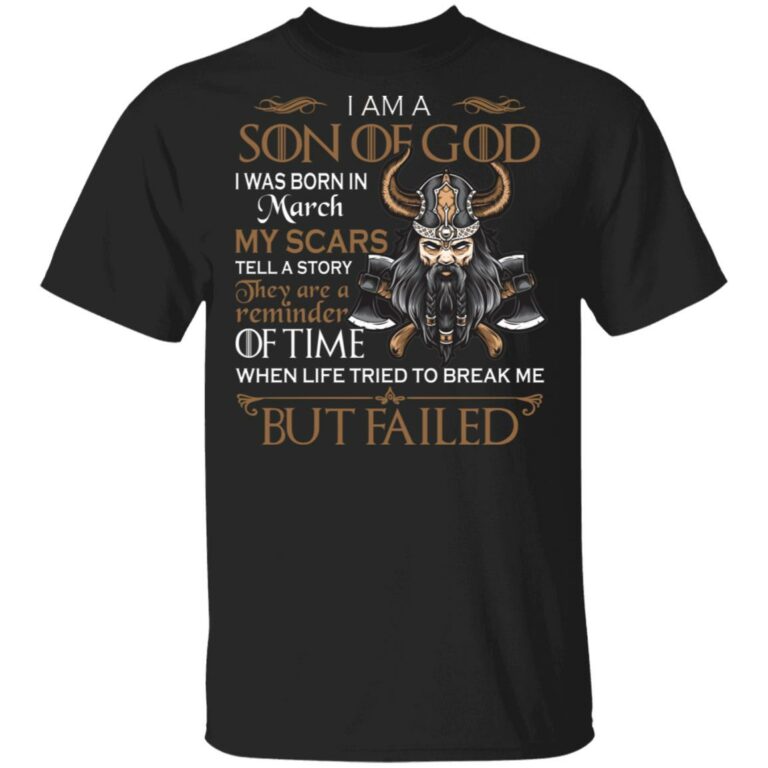 Born in March T-Shirt, Black, Unisex T-Shirt