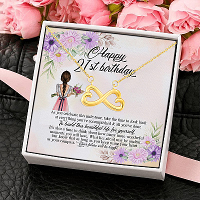 Alternative view of Happy 21st Birthday Your Future Will Be Bright Celebrate This Milestone Infinity Heart Pendant Necklace