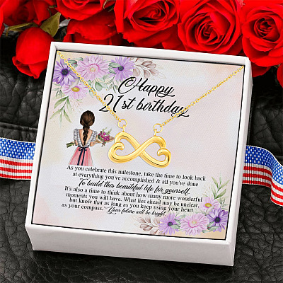 Happy 21st Birthday Your Future Will Be Bright Celebrate This Milestone Infinity Heart Pendant Necklace