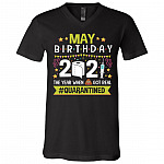 May Birthday The Year When, Black, V-Neck T-Shirt