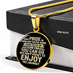 Graduation Gifts Take Pride in How Far You've Come Have Faith in How Far You Can Go Circle Pendant Necklace - Circle Luxury Necklace (Gold Plated)