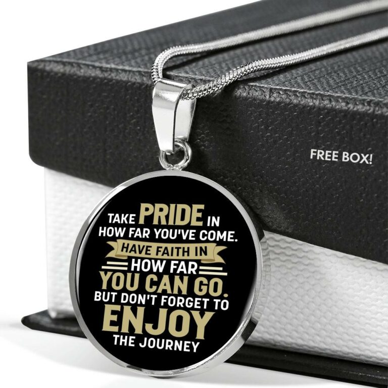 Graduation Gifts Take Pride in How Far You've Come Have Faith in How Far You Can Go Circle Pendant Necklace - Circle Luxury Necklace (Silver)