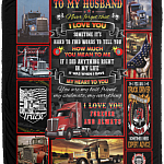 Trucker Wife To My Husband Never Forget That I Love You Fleece Blanket - Gift For Trucker Husband, White, Cozy Plush Fleece Blanket - 50x60 Trucker Wife To My Husband Never Forget That I Love You Fleece Blanket - Gift For Trucker Husband, White, Cozy Plush Fleece Blanket - 50x60