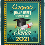 Personalized Graduation Congrats Senior 2021 Highschool College Fleece Blanket - Class Of 2021 Sherpa Blanket, White, Cozy Plush Fleece Blanket - 50x60