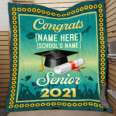 Alternative view of Personalized Graduation Congrats Senior 2021 Highschool College Fleece Blanket - Class Of 2021 Sherpa Blanket