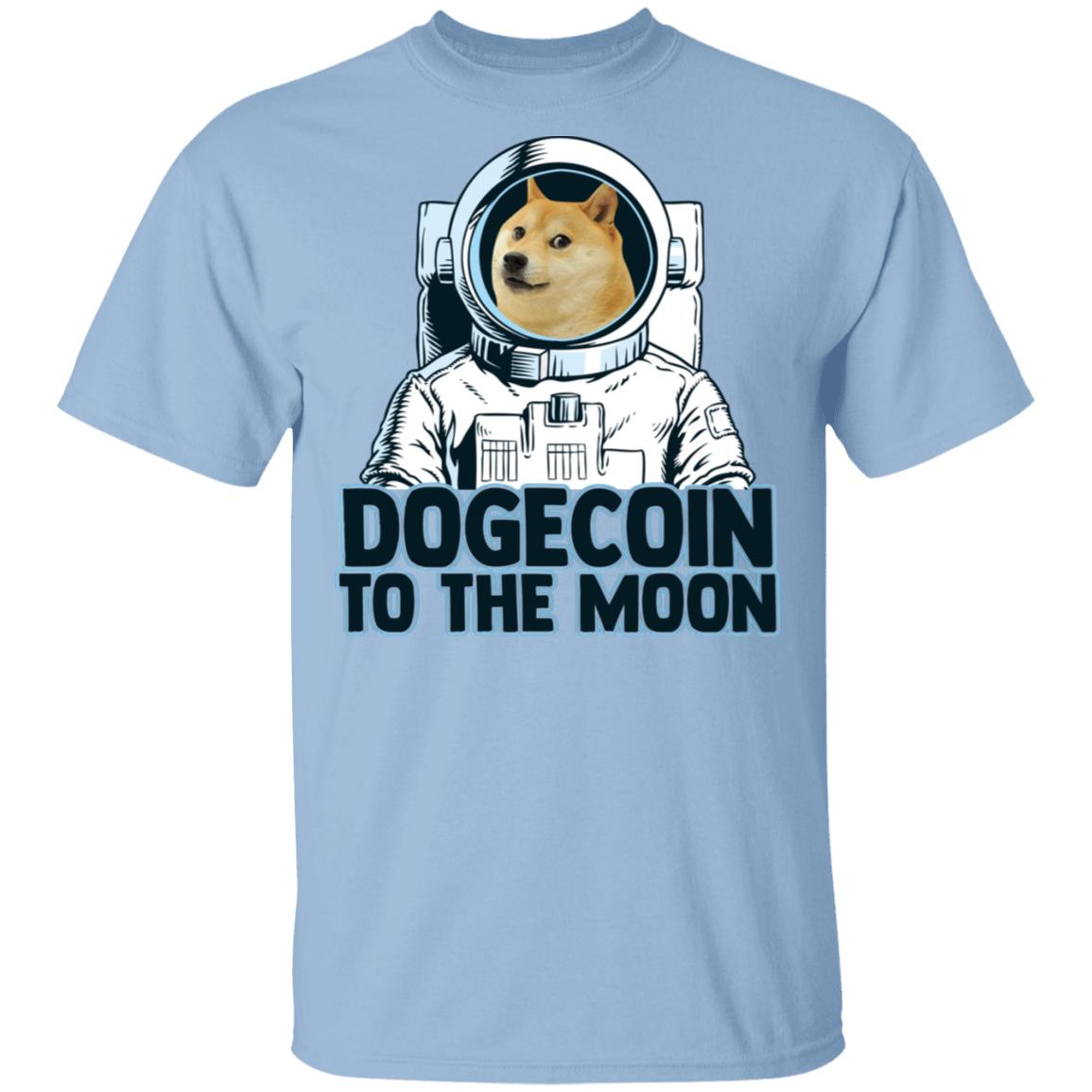 Dogecoin Astronaut To The Moon T-Shirt, Light Blue, Unisex T-Shirt