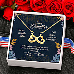 To My Daughter You Are My Pride and Joy Protect You Love Mom Infinity Heart Pendant Necklace