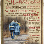 To My Wonderful Husband Once Upon Blanket, White, Cozy Plush Fleece Blanket - 50x60