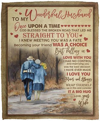 To My Wonderful Husband Once Upon Blanket, White, Cozy Plush Fleece Blanket - 50x60