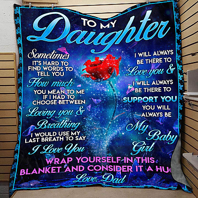 Alternative view of Dad To My Daughter Sometimes It's Hard to Find Words to Tell You Rose Fleece Blanket - Mink Blanket