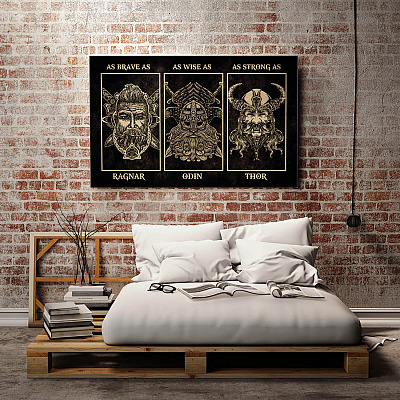 Alternative view of As Brave as Ragnar as Wise as Odin as Strong as Thor Viking Gifts Framed Canvas Prints - Unframed Poster