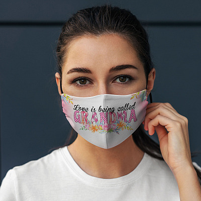 Alternative view of Love Is Being Called Grandma Floral Washable Reusable Custom Printed Cloth Face Mask Cover - Grandma Mask Gifts