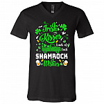 Irish Kisses Shamrock Wishes, Black, V-Neck T-Shirt