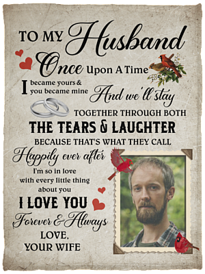 Personalized Custom Photo Red Cardinal To My Husband From Wife Memorial For Loss Of Husband Fleece Blanket, White, Cozy Plush Fleece Blanket - 30x40