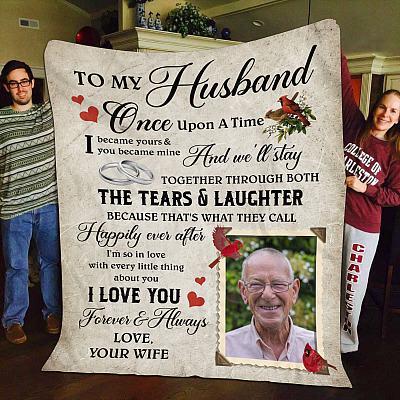 Alternative view of Personalized Custom Photo Red Cardinal To My Husband From Wife Memorial For Loss Of Husband Fleece Blanket