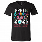 April Birthday Girl 2021, Black, V-Neck T-Shirt