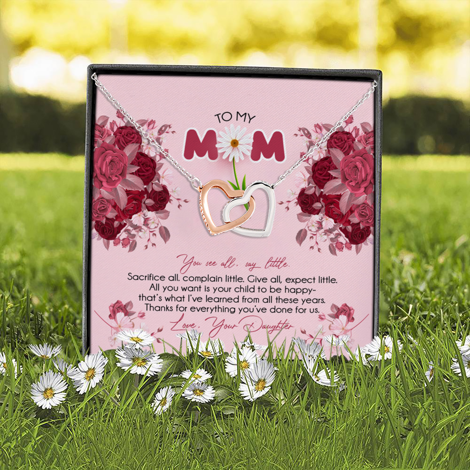 7O. To My Mom Mother Day Interlocking Hearts Necklace 2