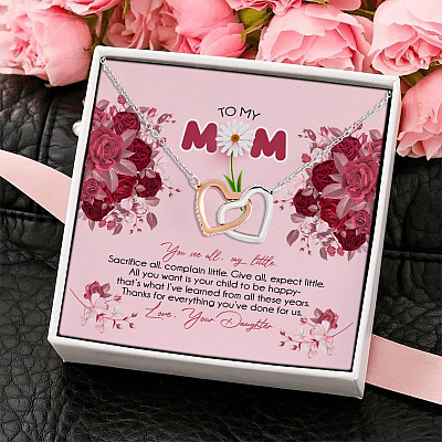 To My Mom You See All Say Little Sacrifice All Mothers Day Joined Interlocking Hearts Pendant Necklace