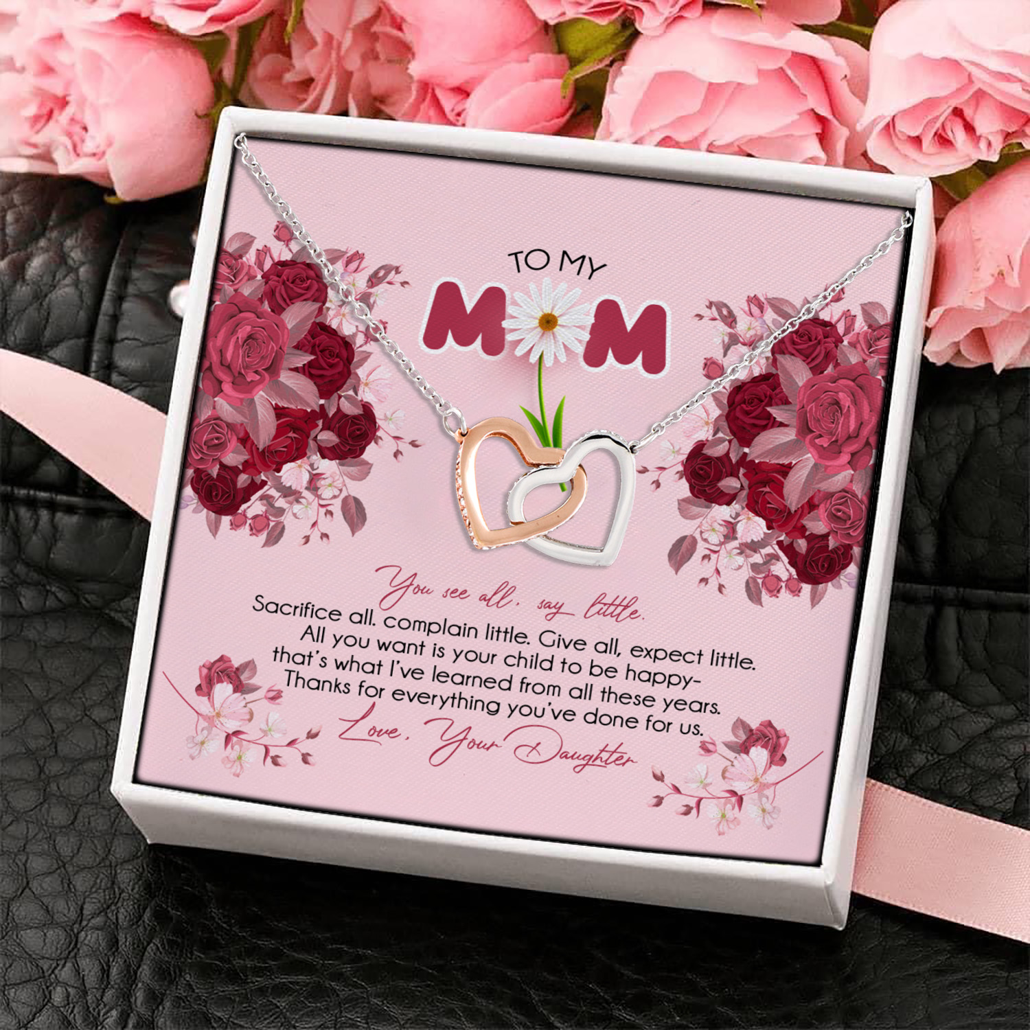 7O. To My Mom Mother Day Interlocking Hearts Necklace 4