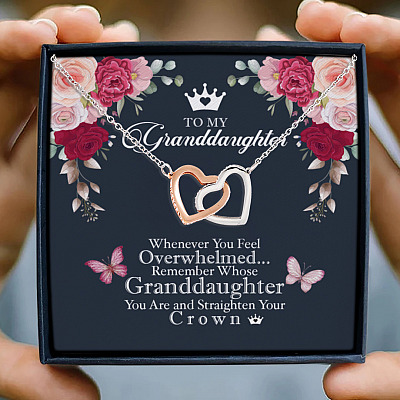 Granddaughter Whenever You Feel Overwhelmed Remember Whose Straighten Your Crown Interlocking Hearts Necklace