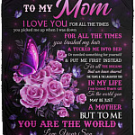 To My Mom Mink Blanket From Son tím, White, Cozy Plush Fleece Blanket - 50x60
