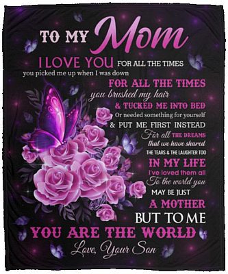 To My Mom Mink Blanket From Son tím, White, Cozy Plush Fleece Blanket - 50x60