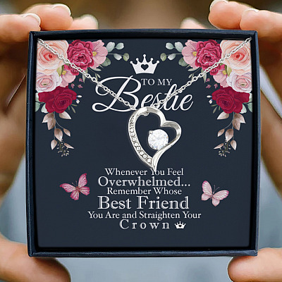 Alternative view of Bestie Whenever You Feel Overwhelmed Remember Whose Straighten Your Crown Forever Love Pendant Necklace