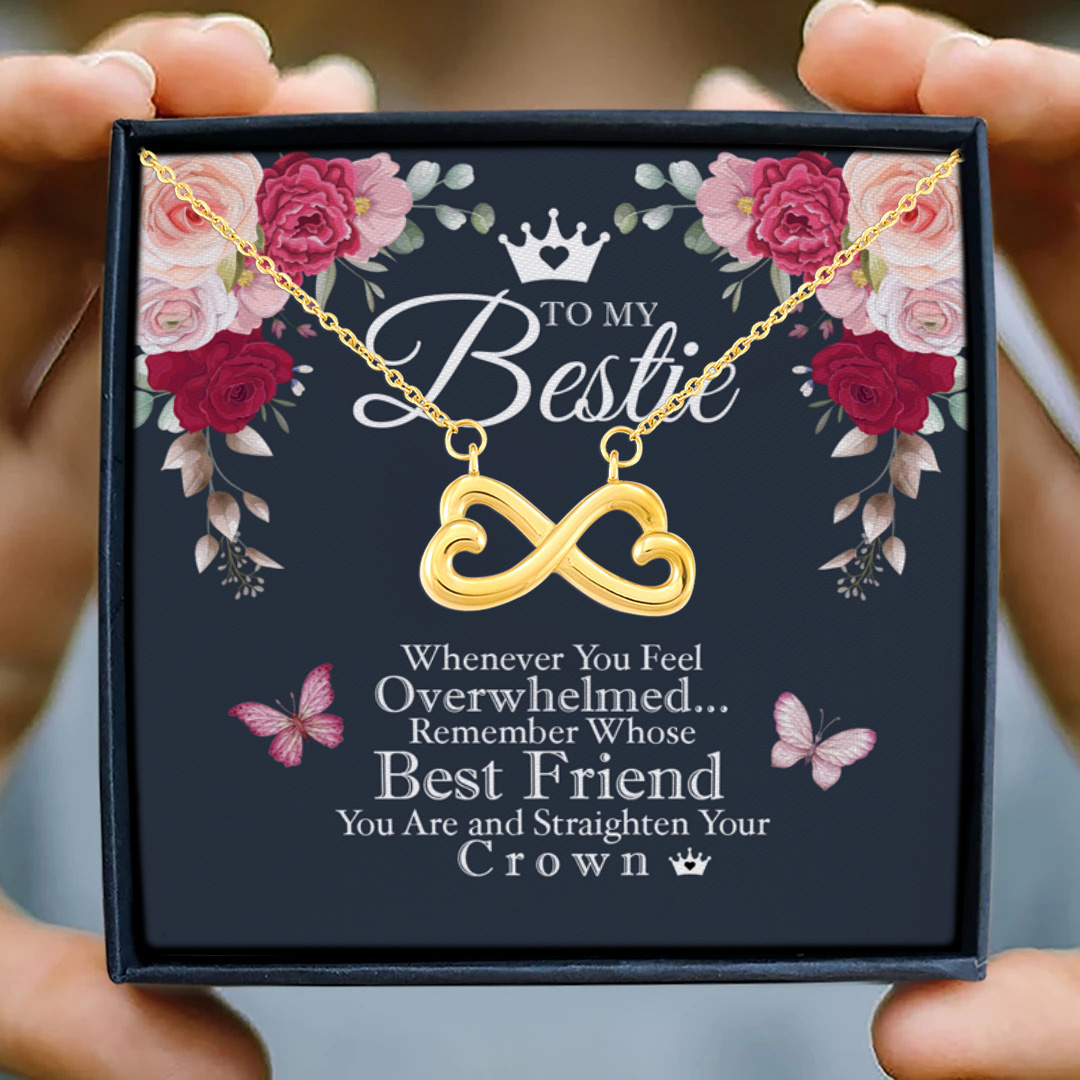 45 HG uu tien. Straight Your Crown Necklace-bestie Infinity Heart Necklace (Gold) 3