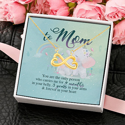 Alternative view of From Daughter to Mom You're the Only Person Who Carries Me for 9 Months in Belly Infinity Hearts Pendant Necklace