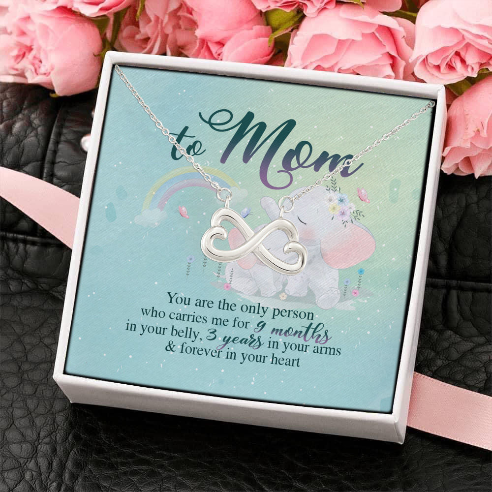 5LV. Mom Only Person-card Infinity Heart Necklace (Silver) 4