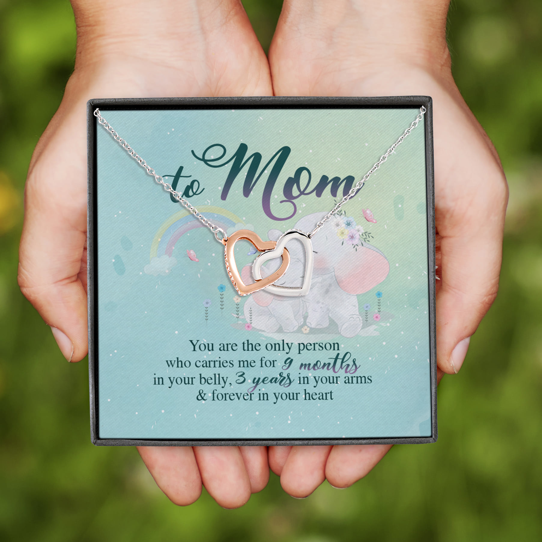 5LV. Mom Only Person-card Interlocking Hearts Necklace