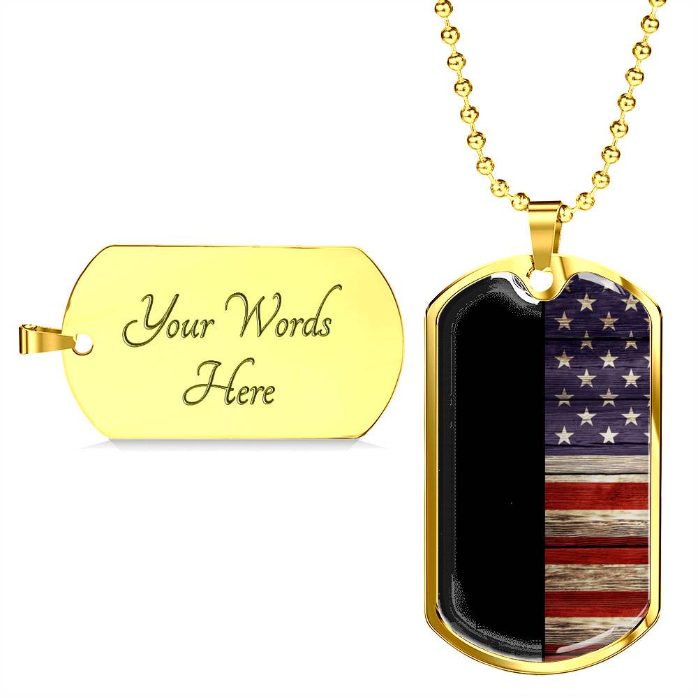 To My Future Husband The Day I Met You I Found My Missing Piece American Flag Dog Tag Pendant Necklace - Dog Tag (Gold Plated)