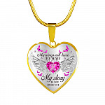 My Wings Will Have to Wait My Story Is Not Over - Breast Cancer Warrior Heart Pendant Necklace - Heart Luxury Necklace (Gold Plated)