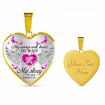 My Wings Will Have to Wait My Story Is Not Over - Breast Cancer Warrior Heart Pendant Necklace - Heart Luxury Necklace (Gold Plated)