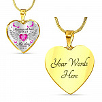 My Wings Will Have to Wait My Story Is Not Over - Breast Cancer Warrior Heart Pendant Necklace - Heart Luxury Necklace (Gold Plated)