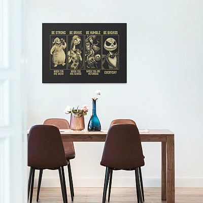 Alternative view of The Nightmare Before Christmas Be Strong Brave Be Humble Be Badass Everyday Framed Canvas - Unframed Poster