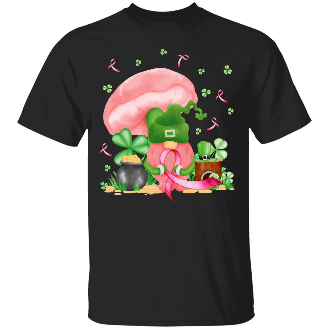 Gnome Breast Cancer Awareness Shirt, Black, Unisex T-Shirt