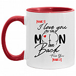 Personalized I Love You To The Moon, White/Red, 11 oz. Accent Mug