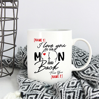 Alternative view of Personalized I Love You To The Moon and Back Funny Touch Your Butt Ceramic Coffee Mug - Water Bottle