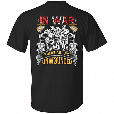 Print On Back In War There Are No Unwounded T-shirt - Veteran Canada Shirts, Black, Unisex T-Shirt
