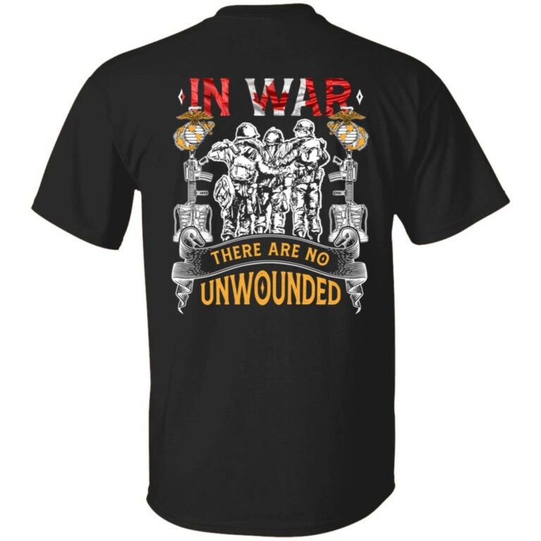Print On Back In War There Are No Unwounded T-shirt - Veteran Canada Shirts, Black, Unisex T-Shirt