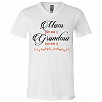 Personalized Mom Est Grandma, White, V-Neck T-Shirt